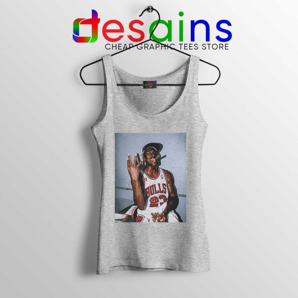 Michael Jordan Smoke Three Peat Sport Grey Tank Top Chicago Bulls Tops