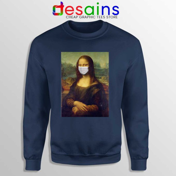 Mona Lisa Corona Virus Black Navy Sweatshirt Leonardo da Vinci Sweaters