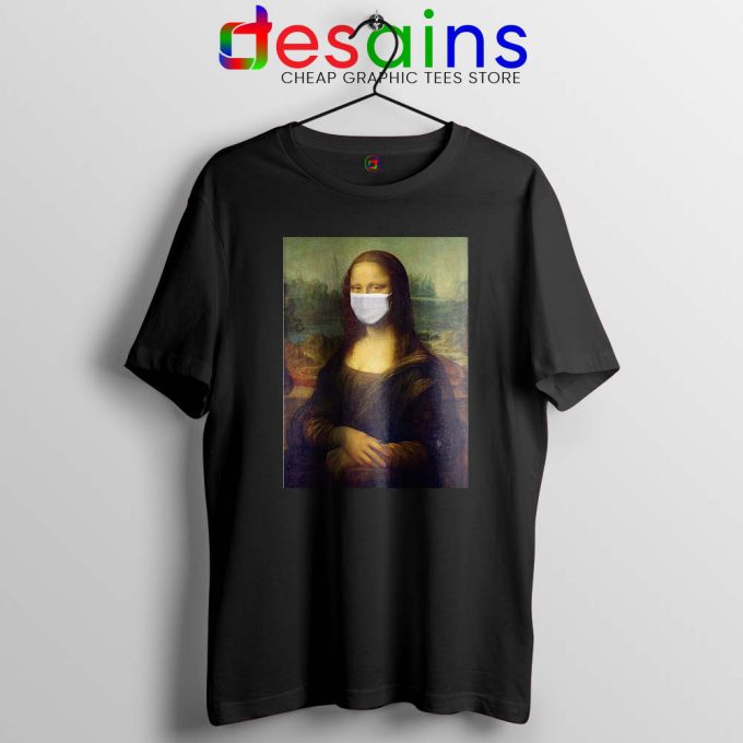 Mona Lisa Corona Virus Black Tshirt Leonardo da Vinci Tees