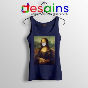 Mona Lisa Corona Virus Navy Tank Top Leonardo da Vinci Tops S-3XL