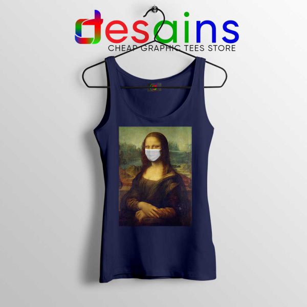 Mona Lisa Corona Virus Navy Tank Top Leonardo da Vinci Tops S-3XL