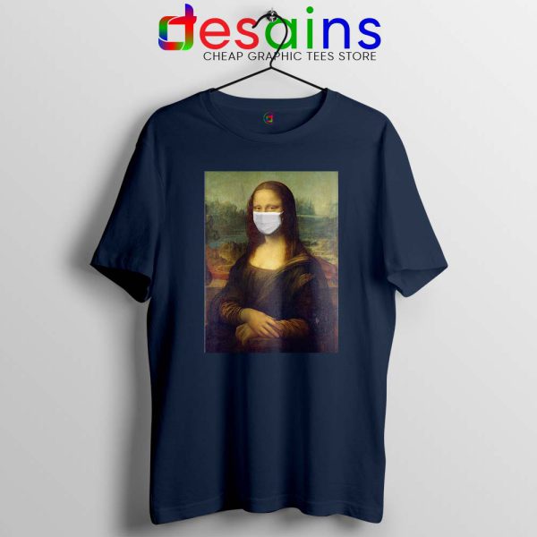 Mona Lisa Corona Virus Navy Tshirt Leonardo da Vinci Tees