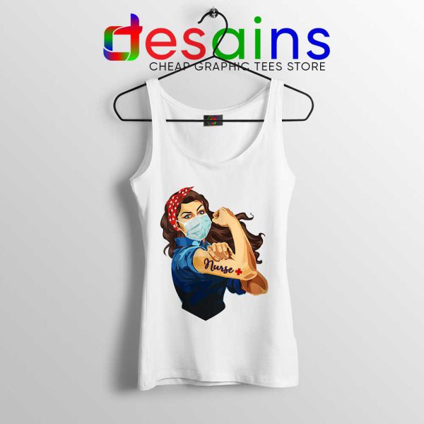 Nurse With Mask Face White Tank Top Nurse Life Disease Tops