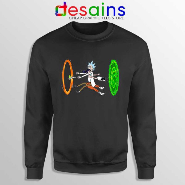 Portal Crash Rick Sanchez Black Sweatshirt Rick and Morty Sweaters