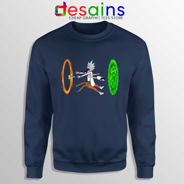 Portal Crash Rick Sanchez Navy Sweatshirt Rick and Morty Sweaters