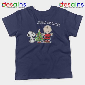 Snoopy And Charlie Brown Christmas Kids Navy Tshirt Holiday Gifts Youth