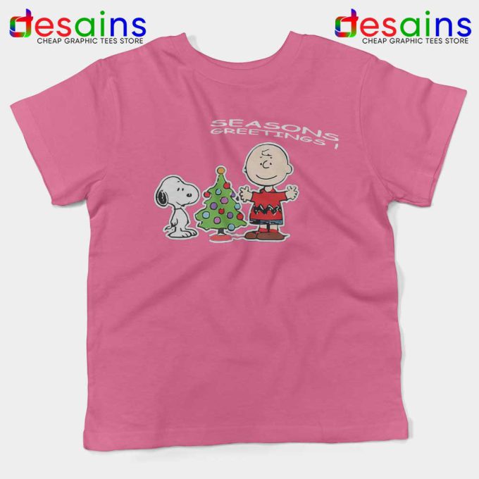 Snoopy And Charlie Brown Christmas Kids Pink Tshirt Holiday Gifts Youth