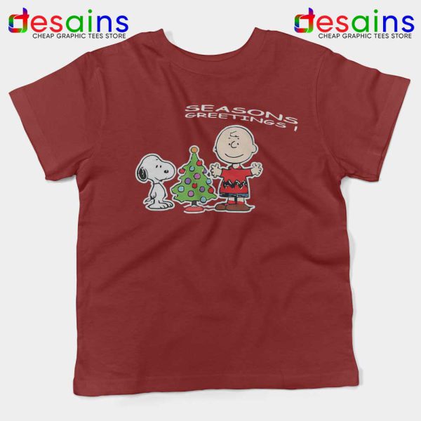 Snoopy And Charlie Brown Christmas Kids Red Tshirt Holiday Gifts Youth