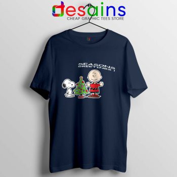 Snoopy And Charlie Brown Christmas Navy Tshirt Holiday Gifts Tees