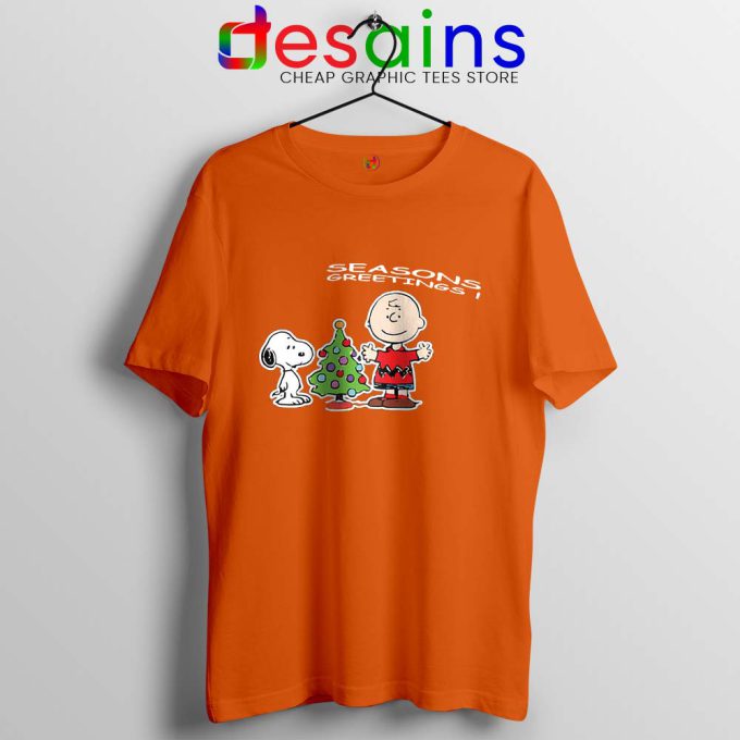 Snoopy And Charlie Brown Christmas Orange Tshirt Holiday Gifts Tees