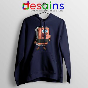 SpamBob Square Navy Hoodie Funny Spam Musubi Jacket