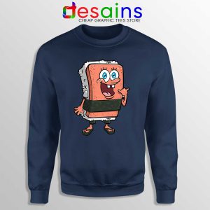 SpamBob Square Navy Sweatshirt Funny Spam Musubi Sweaters