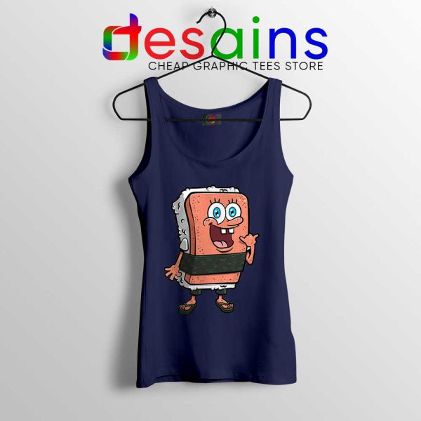 SpamBob Square Navy Tank Top Funny Spam Musubi Tops S-3XL