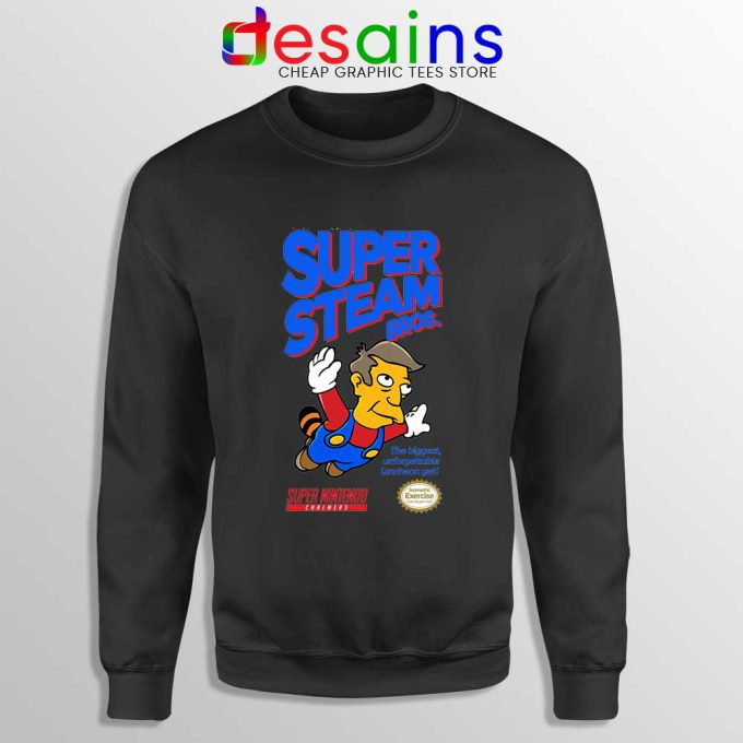 Super Simpsons Bros Black Sweatshirt Super Mario Nintendo Sweaters
