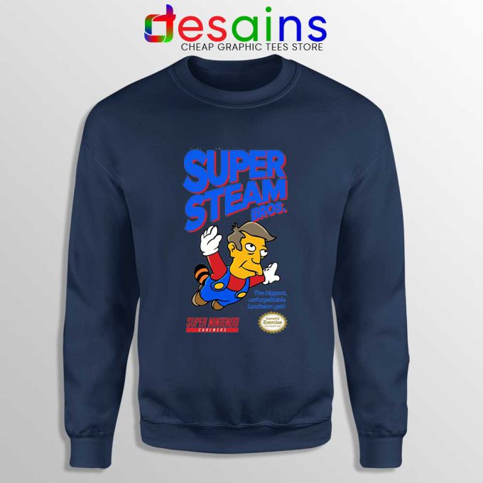 Super Simpsons Bros Navy Sweatshirt Super Mario Nintendo Sweaters