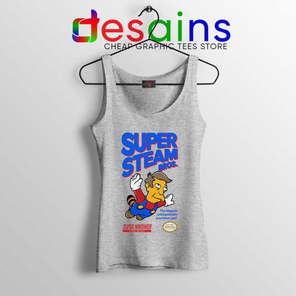 Super Simpsons Bros Sport Grey Tank Top Super Mario Nintendo Tops