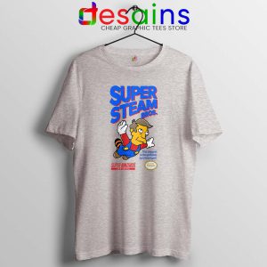 Super Simpsons Bros Sport Grey Tshirt Super Mario Nintendo Tee Shirts S-3XL