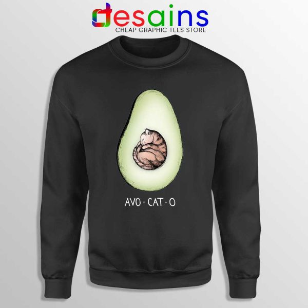 Avo Cat O Cats Avocado Black Sweatshirt Funny Vegan Kitten