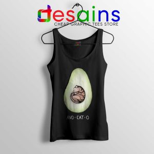 Avo Cat O Cats Avocado Black Tank Top Funny Vegan Kitten Tops