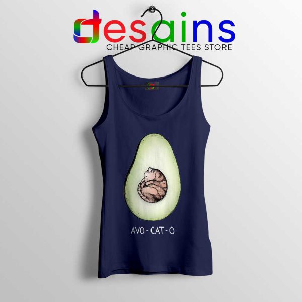 Avo Cat O Cats Avocado Navy Tank Top Funny Vegan Kitten Tops