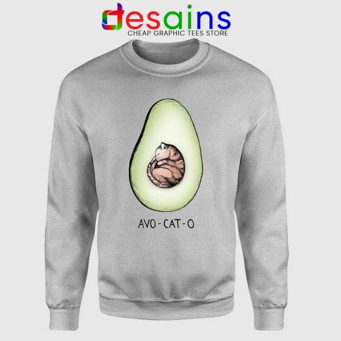 Avo Cat O Cats Avocado Sport Grey Sweatshirt Funny Vegan Kitten