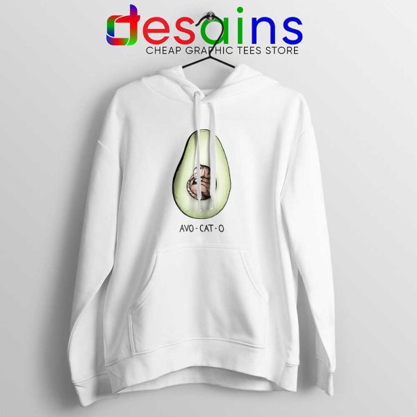 Avo Cat O Cats Avocado White Hoodie Funny Vegan Kitten Jacket