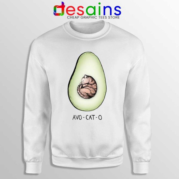 Avo Cat O Cats Avocado White Sweatshirt Funny Vegan Kitten Sweaters