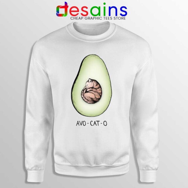 Avo Cat O Cats Avocado Sweatshirt Funny Vegan Kitten Sweaters S-3XL