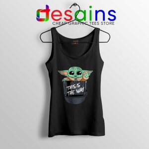 Cheap Baby Yoda Merchandise Black Tank Top Mando Helmet Tops