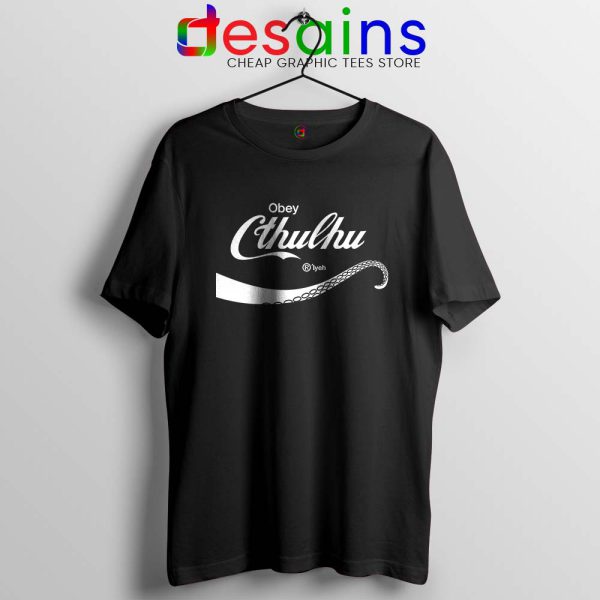 Obey Cthulhu Monster Black Tshirt Coca-Cola Logo Tee Shirts