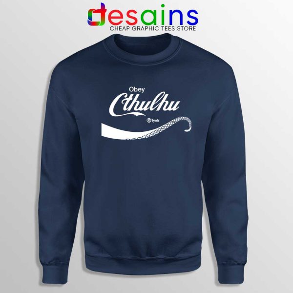 Obey Cthulhu Monster Navy Sweatshirt Coca-Cola Logo Sweaters