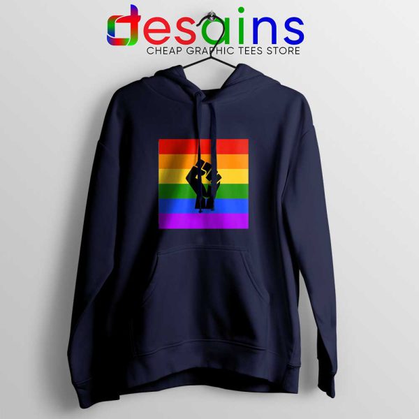 BLM Pride Rainbow Navy Hoodie Black Lives Matter Jacket