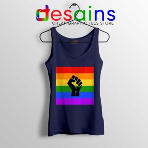 BLM Pride Rainbow Navy Tank Top Black Lives Matter Tops