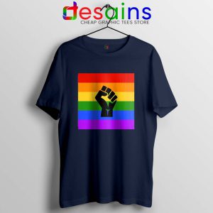 BLM Pride Rainbow Navy Tshirt Black Lives Matter Tee Shirts S-3XL