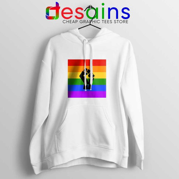 BLM Pride Rainbow White Hoodie Black Lives Matter Jacket