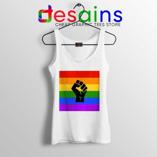 BLM Pride Rainbow White Tank Top Black Lives Matter Tops