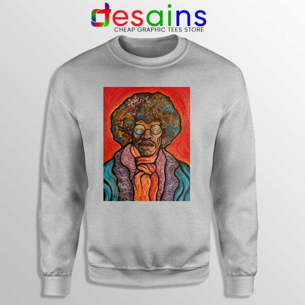 Jimi Hendrix Painting Sport Grey Sweatshirt Bring the 70s Back Sweaters