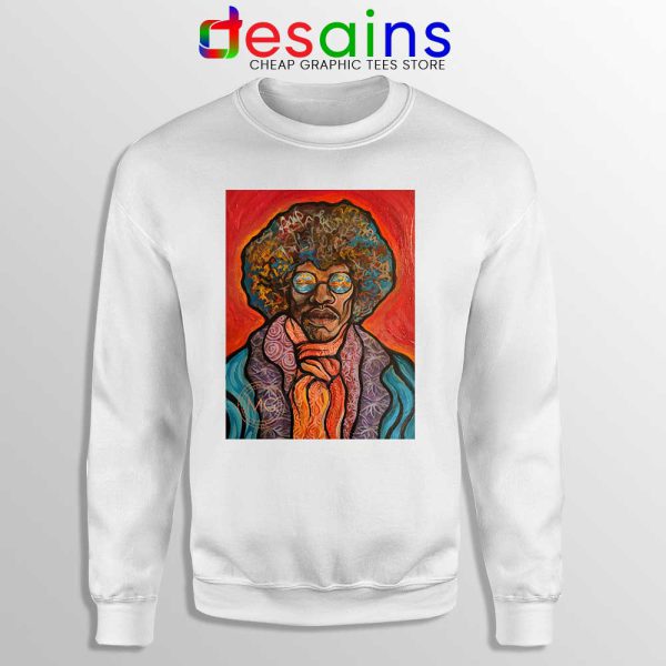 Jimi Hendrix Painting White Sweatshirt Bring the 70s Back Sweaters