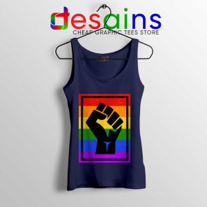 Movement for Black Lives Matter Navy Tank Top Rainbow BLM Tops S-3XL