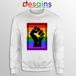 Movement for Black Lives Matter White Sweatshirt Rainbow BLM