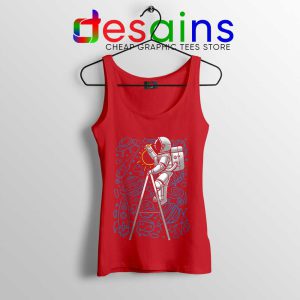 SpaceX Doodle Red Tank Top Astronaut NASA Art Tops