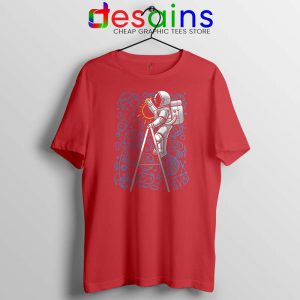 SpaceX Doodle Red Tshirt Astronaut NASA Art Tee Shirts S-3XL