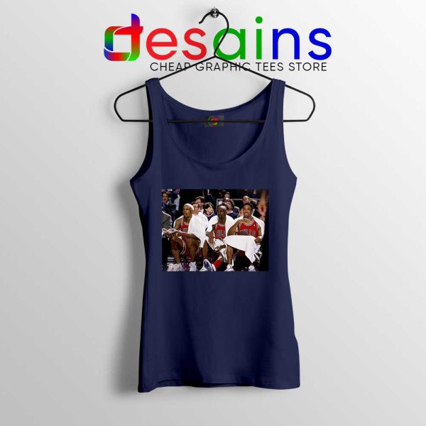 Three Peat Bulls Navy Tank Top Jordan Scottie Pippen Dennis Rodman