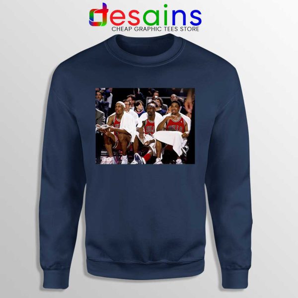Threepeat Bulls Navy Sweatshirt Jordan Scottie Pippen Dennis Rodman