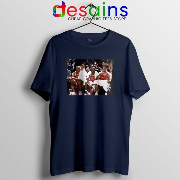 Threepeat Bulls Navy Tshirt Michael Jordan, Scottie Pippen, Dennis Rodman