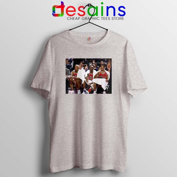 Threepeat Bulls Sport Grey Tshirt Michael Jordan, Scottie Pippen, Dennis Rodman
