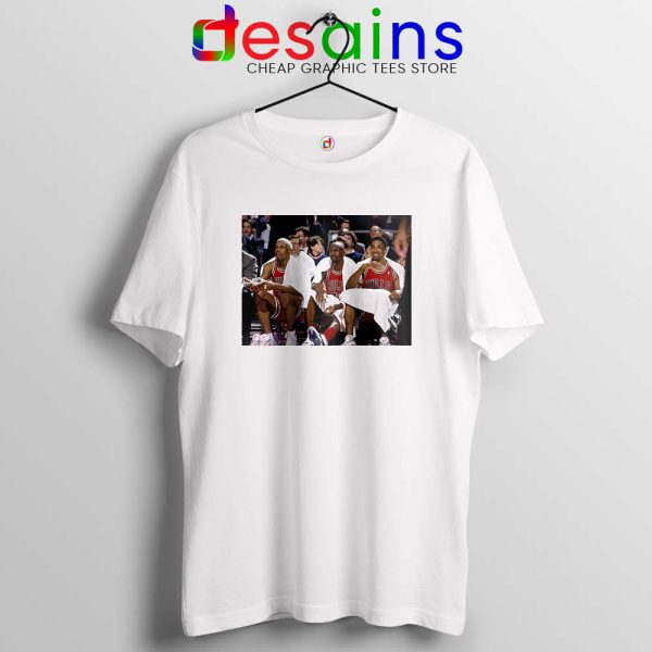 Threepeat Bulls White Tshirt Michael Jordan, Scottie Pippen, Dennis Rodman