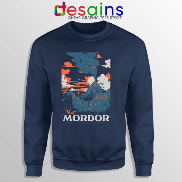 Visit Mordor Middle Earth Navy Sweatshirt Arch Villain Sauron Sweaters