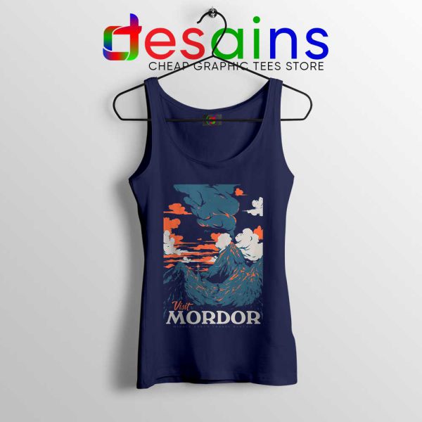 Visit Mordor Middle Earth Navy Tank Top Arch Villain Sauron Tops S-3XL