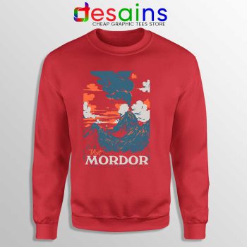 Visit Mordor Middle Earth Red Sweatshirt Arch Villain Sauron Sweaters